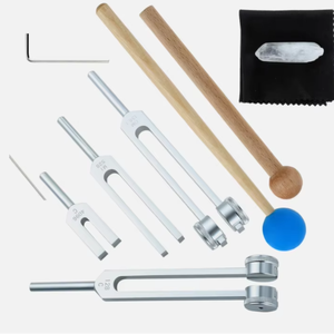 Ensemble de diapasons argentés pour la guérison des chakras, thérapie sonore par vibration, méditation, livraison gratuite. - Product Image 1