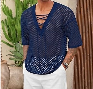 Camiseta de malla de algodón 100% para hombre, transparente, transpirable, para deporte, gimnasio, entrenamiento, venta al por mayor - Product Image 2