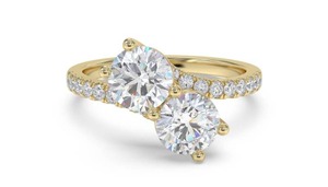 Bague à deux pierres rondes en diamant, 0,65 ct, diamant cultivé en laboratoire, en platine jaune, blanc, rose - Product Image 2