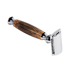 Maquinilla de afeitar de seguridad de doble filo con mango de madera, de bambú, para afeitado en húmedo, clásica, con logotipo OEM, venta al por mayor - Product Image 3