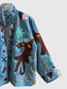 Veste en velours à col mandarin avec motif brodé, manches longues, design géométrique, broderie à la main, vêtements d'automne pour adultes - Product Image 4