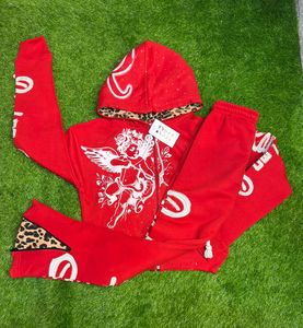 New Design Screen Print Logo Men Distressed Embroidery <b>Tracksuit</b> Custom Zipper Puller Rhinestone Hood <b>Tracksuit</b> - Product Image 1