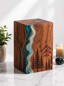 Handmade American Style Rosewood Resin Urn <b>Box</b> Personalized <b>Memorial</b> Keepsake for Cremation Human & Pet Ash Storage Eco-Friendly - Product Image 1