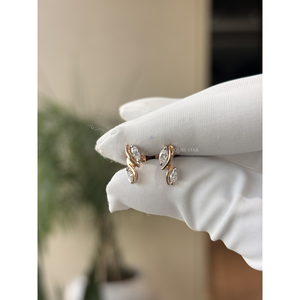 Pendientes de Lujo Geométricos con Diamantes Cultivados en Laboratorio de Oro de 14K, Corte Marquesa de 0.20 Ct, Montura Abierta Curva, para Bodas y Fiestas, Venta al por Mayor - Product Image 4