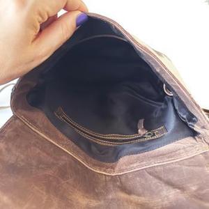 Hand Tooled Carved 100% Genuine Leather Material Women's <b>Backpack</b> With <b>Brown</b> & White Color Soft Hair Fur Adjustable <b>Backpack</b> Bag - Product Image 4