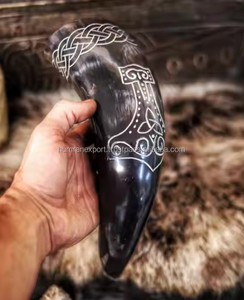 Cuerno para beber vikingo indio hecho a mano para Recreaciones históricas, coleccionistas, fanáticos de la mitología nórdica, características de animales, estilo náutico - Product Image 3