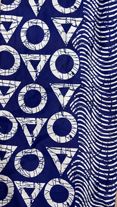 Tela de algodón estampada con cera de primera calidad, diseño geométrico azul y blanco, 58/60 pulgadas, tejida para prendas de vestir, sari para mujer - Product Image 2
