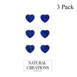 Pendientes de Plata de Ley 925 de Primera Calidad con Lapislázuli en Forma de Corazón y Cierre de Mariposa, Engaste en Bisel, Regalo de Aniversario Moderno - Product Image 2