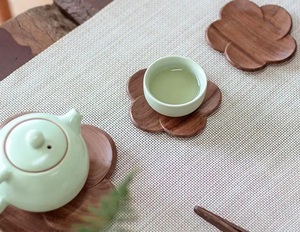 Flower Shape Solid Wood Coaster Handcrafted Heat Resistant Drink Mat <b>Table</b> <b>Protector</b> Rustic Coffee Tea Cup Holder Home Decor - Product Image 4