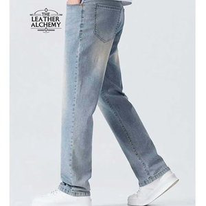 Jeans de Mezclilla para Hombre de Primera Calidad, Corte Recto, Algodón Elástico, Estilo Casual Urbano, Pantalones de Moda para Uso Diario - Product Image 1