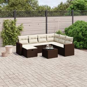 Conjunto de sofás de jardín grandes y modulares de ratán sintético marrón - Product Image 1