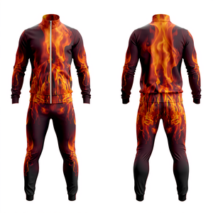 CAUSTIC INTERNATIONAL Men's Lightweight Polyester Full-<b>Zip</b> <b>Hooded</b> Tracksuit Set with Drawstring Closure Loose Fit Streetwear - Product Image 1