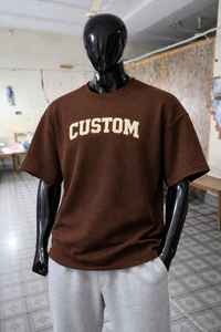Custom Logo <b>Waffle</b> Knit Oversized T <b>Shirt</b> Men Drop Shoulder Streetwear Textured Fashion Were T <b>Shirt</b> - Product Image 2