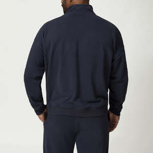 <b>Men's</b> Khaki Half-<b>Zip</b> Cotton Eco-Friendly Tracksuit Solid Color Casual Sweatshirt Pants Set Side <b>Pockets</b> Regular Fit Winter Wear - Product Image 4
