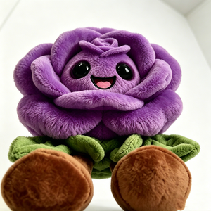 Peluche de rosa morada, peluche de flor, peluche de personaje de rosa, muñeco de peluche floral - Product Image 3