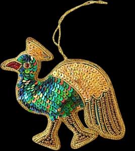Embroidered <b>Peacock</b> Zari Hanging, Zardozi Sequin Beaded <b>Ornament</b>, Festive Decor for Ramadan, Eid & Christmas – Wholesale - Product Image 3