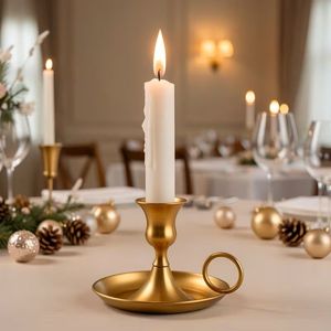 Support de bougie vintage en gros avec anneau de transport, bougeoir en métal doré et noir, décoration d'intérieur, mariage, Noël, écologique - Product Image 1