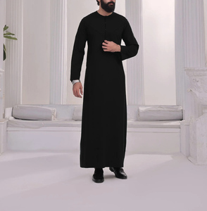 Jubbah Thobe à col rond et manches longues, de haute qualité, fabriqué en usine, vente directe, robe longue boutonnée, Thobe islamique - Product Image 1