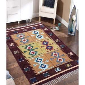 Alfombra de algodón de seda de 3x5 pies hecha a mano adecuada para el piso del dormitorio o el acento del área del salón - Product Image 1