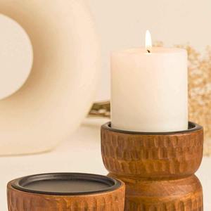 Rustic Handcrafted Wooden Round <b>Candle</b> Stand & <b>Holder</b> by Lavie Creations (LCa-55) for Home Office Wedding Table Decor - Product Image 5