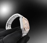 Montre automatique ETA pour homme, style Hip Hop, sertie de diamants Moissanite VVS, cadran arabe, acier inoxydable, fermoir caché, coupe brillante ronde VS1