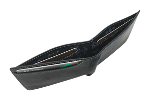 Top Ranking Castello Genuine Cowhide Soft <b>Leather</b> RFID Slim Bi-fold Open Short Polyester Lining <b>Men's</b> <b>Wallet</b> Black Dark Brown - Product Image 4