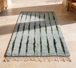 Tapis Beni Ourain Berbère 100% Laine Noué à la Main – Tapis Géométrique Marocain Fait Main à Poils Longs, Taille Personnalisée, Vente en Gros - Product Image 4