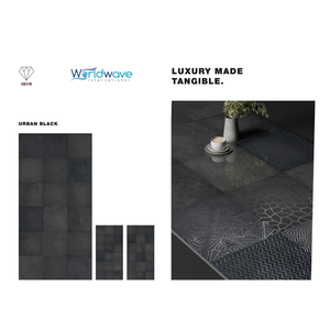 600x1200mm Urban Black Decorative Porcelain Tiles Multi Pattern Textured GVT PGVT Wall Floor Tiles Polished Glazed Vitrified - Product Image 1