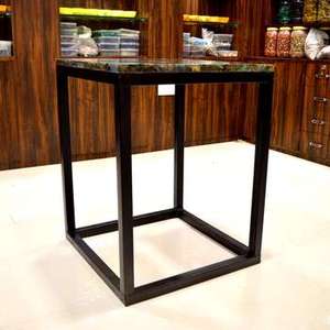 Table carrée en résine et pierre de labradorite naturelle, faite à la main, pour salle à manger, bureau et table d'appoint en porcelaine - Product Image 5