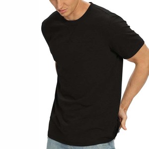 เสื้อยืดคอกลมแขนสั้นสีดำสำหรับผู้ชาย ทรงปกติ ผ้าเจอร์ซีย์คอตตอน สีพื้น ดีไซน์เรียบง่าย สามารถปรับแต่งได้เต็มที่ เสื้อผู้ชาย - Product Image 2