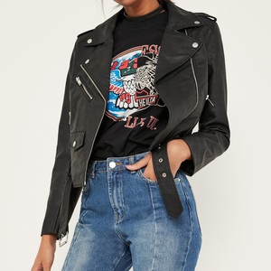 Veste en cuir véritable pour femme, style moderne, nouvelle collection, coupe ajustée, fermeture éclair, inspirée des personnages de films. - Product Image 6