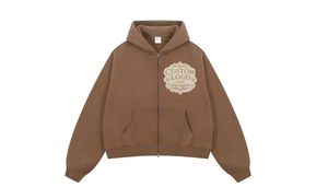 Sweat à capuche personnalisé, effet vieilli, coupe ample et carrée, épaules tombantes, broderie de strass, motif avant gris, en molleton bouclette - Product Image 6