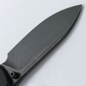 Couteaux de poche pliants entièrement noirs avec lame à pointe tombante, manche courbé lisse, languette de déverrouillage et trou pour cordon, pour usage quotidien et extérieur - Product Image 6