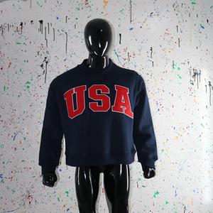 เสื้อสเวตเชิ้ตคอเต่าสีน้ำเงิน USA ปักลายสีแดง 100% ด้วยด้ายคุณภาพสูง - Product Image 2