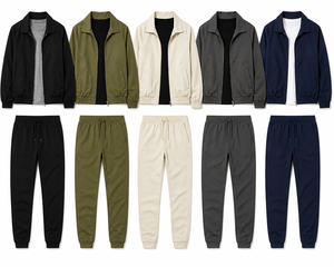 Boys Solid Color <b>Tracksuits</b> Full Zipper Jacket And Joggers Set Casual Autumn Wear With Side Pockets Regular Fit - Product Image 3