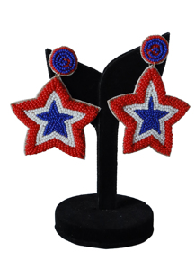 Export Quality Usa Letter Round <b>Earrings</b> Patriotic <b>Red</b> and White Blue Statement Dangle <b>Earrings</b> for Women Festivals Daily Wear - Product Image 4