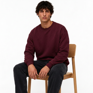 Custom Men's Sweatshirt Heavy Cotton Fleece Relaxed Pullover With Contrast Stitch Detail Custom Logo And Washed Finish - Product Image 5