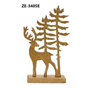 Sculpture d'animal religieuse antique en aluminium plaqué or, faite à la main, haut de gamme, artisanat de luxe, décoration moderne et contemporaine - Product Image 1