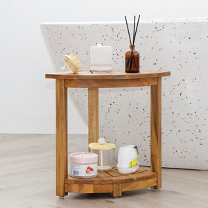 Acacia Wood Corner <b>Stool</b> Designed With Space Saving Shape And Solid Construction Ideal For Bathroom Shower And <b>Small</b> Spaces - Product Image 2