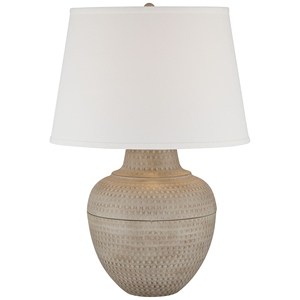 Coastal design hammered metal <b>Table</b> Lamp White Textured Base Modern <b>Bedside</b> Nightstand Light Fabric Shade Living Room Decor - Product Image 1