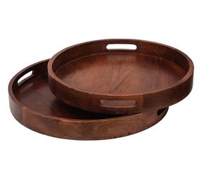 Vendedor caliente, venta al por mayor, bandeja de madera de acacia, bandeja redonda para servir para hotel y restaurante, respetuoso con el medio ambiente - Product Image 2
