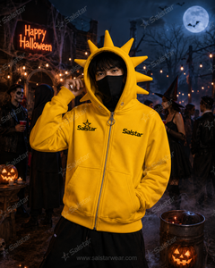 Premium Black Spiked Orange Hoodie <b>Jacket</b> <b>Gothic</b> Punk Zip Up All Season Hoodie Custom 3D Spike Hood Sweatshirt for Men & Women - Product Image 5