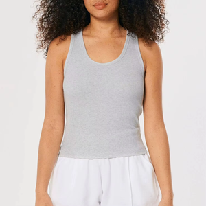 Women Solid Color Scoop Neck Knitted Tank <b>Top</b> Breathable Regular Length Minimalist Style <b>Low</b> Moq Wholesale Price High Quality - Product Image 1