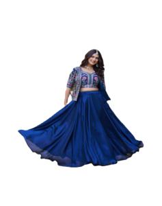 2025 Summer Collection Girls' Launching New Festival <b>Lehenga</b> choli & koti pure Vichitra Heavy embroidery Thared Work - Product Image 1