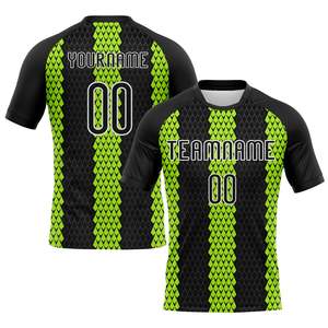 Conjunto de Uniforme de Voleibol Personalizado, Negro y Verde con Estampado Geométrico, Jersey y Pantalones Cortos Sublimados, 100% Poliéster, Absorbe la Humedad, Unisex para Adultos - Product Image 2