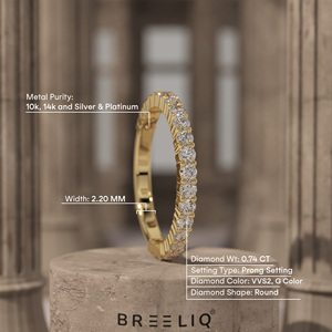 Elegante Anillo de Eternidad de Diamantes Redondos en Oro Blanco, Anillo de Boda para Mujer, Anillo Apilable Clásico de Diamantes, Joyería Nupcial de Lujo - Product Image 5