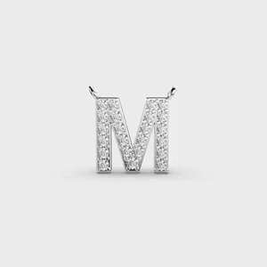 Pendentif en moissanite plaqué rhodium en forme de M, breloque lettre, taille brillant rond, bijoux hip-hop unisexe pour cadeau, fête, mariage - Product Image 3