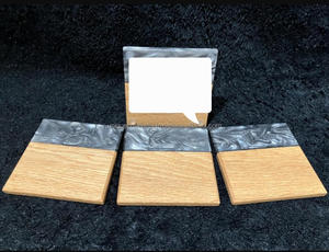 Posavasos de madera de resina creativos de madera y resina de forma personalizada con patrón de modelo para regalo de inauguración de la casa - Product Image 4