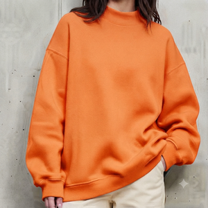 เสื้อสเวตเชิ้ตคอเต่าทรงโอเวอร์ไซส์สำหรับผู้หญิง แบรนด์ส่วนตัว ผ้าฝ้ายฟลีซเนื้อนุ่ม สไตล์สตรีทแวร์ - Product Image 1