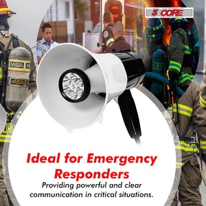 5 Core 30W Battery Powered Megaphone with Siren <b>LED</b> Light 800-Yard Range Bull Horn PA <b>Speaker</b> - Product Image 2